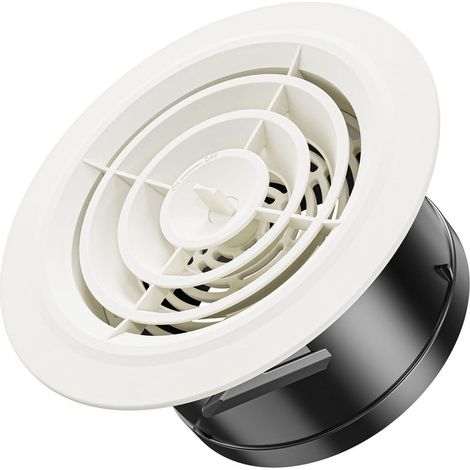 1 Grille d'aération, diamètre 125 mm, ABS blanc, réglable, avec moustiquaire, pour mur et plafond (1/5)