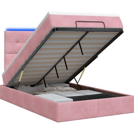 Maison Exclusive - Lit coffre avec matelas et LED Rose 120 x 200 cm Velours (1/5)