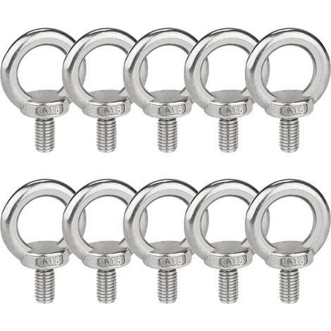 Boulons à œil M8 Anneau de Levage vis à Filetage Mâle en Acier Inoxydable 304 10 PCS Anneaux de Levage, Vis à Oeil Ronde pour Marin Boulons et Équipements de Levage D'Ingénierie