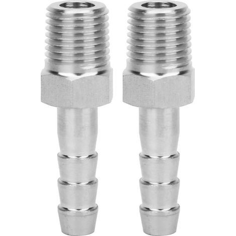 2 Pièces - Raccord Rapide - Joint Porte - Acier Inoxydable - Filetage Mâle BSPT 1/4 - Pour Tuyau Air Comprimé - Argenté - 8 mm (1/5)