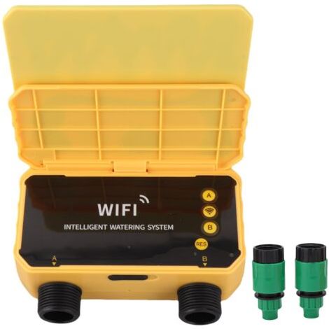Pair - Minuteur d'arrosage automatique WiFi avec fonction pluie et contrôle par application. Minuteur solaire 2 zones avec filtre de précision pour villa, cour, balcon, jardin et toit-terrasse. Idéal (1/5)