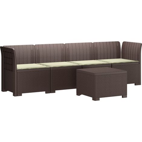 4-Sitzer Gartensofa mit Kissen Rattan Look PP Braun vidaXL (1/5)