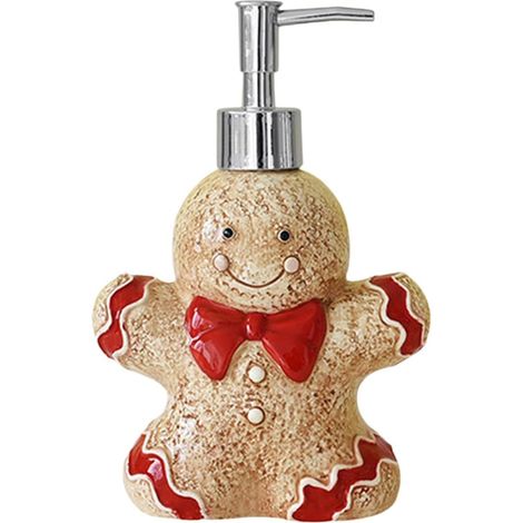Filiyano-Distributeur de savon en forme de bonhomme en pain d'épice, distributeur de savon pour les mains en céramique de Noël de 350 ml, distributeur (1/5)