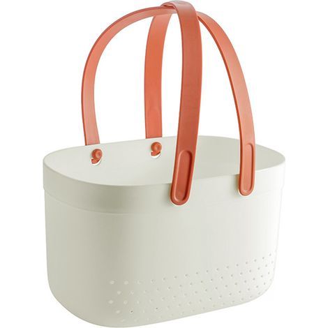 Panier de douche / panier de toilette portable – Blanc – Plastique avec trous de ventilation et égouttage (1/5)