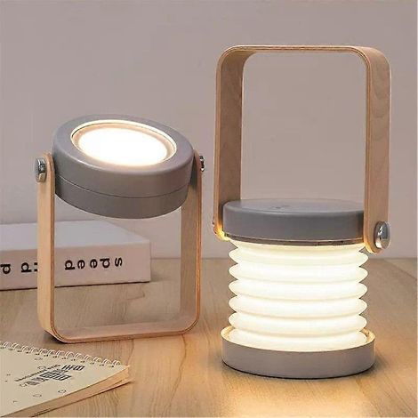Lampe lanterne LED rechargeable, lampe portable multifonctionnelle, pliable et à intensité variable, lampe de table/de chevet pour chambre, salon, extérieur, bureau, etc. (1/5)