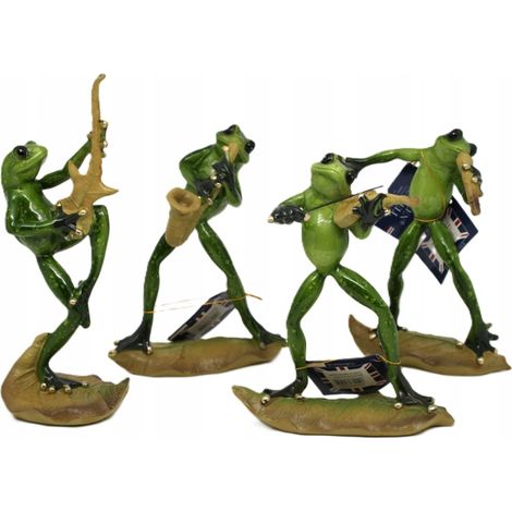 Supergrüne Froschfiguren mit Instrumenten, Musiker, Musikband, 4 verschiedene Designs (1/5)