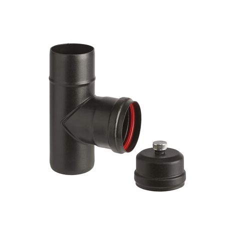 RACCORDO A T PORC PELLET C/SCAR E TAPPO D  8CM AETERNUM