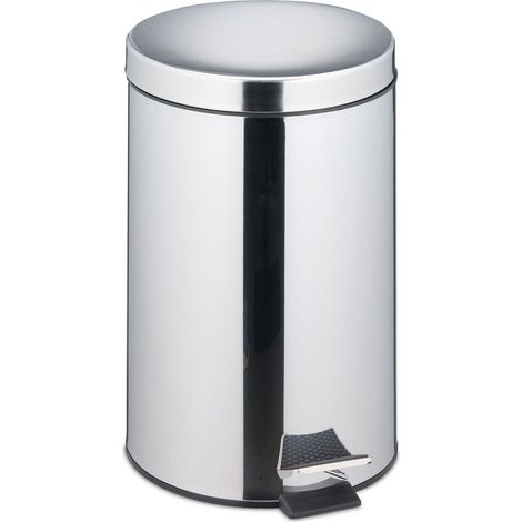 1x Poubelle à pédale, 20 litres, acier inoxydable, seau amovible, cuisine, bureau (1/5)