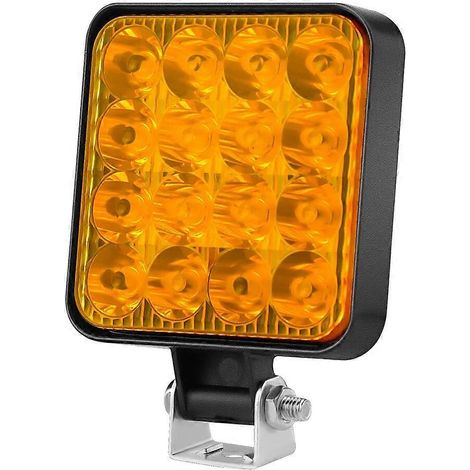 Barre LED carrée HAOLIDE Mini Offroad pour VTT, SUV, camions, bateaux, 4x4, projecteur de conduite, feu de position, 12 V/24 V, jaune (1/5)