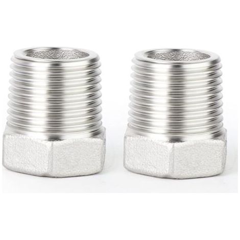 Pair 2 pièces réducteur à douille hexagonale, 3/8\" BSP mâle à 1/4\" BSP femelle filetage 304 acier inoxydable adaptateur de tuyau réducteur raccord (1/5)