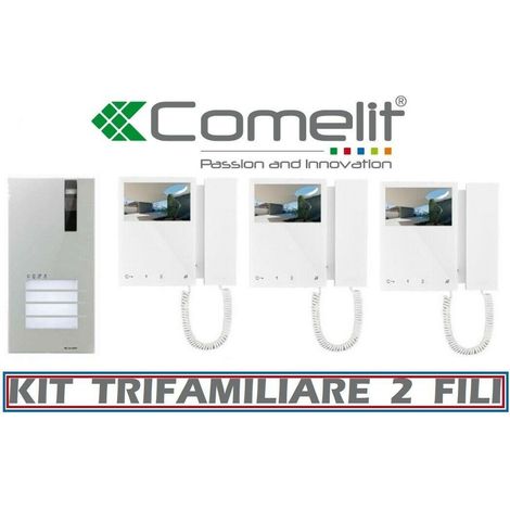 Kit videocitofono trifamiliare 3 famiglie comelit 2 fili 8461m