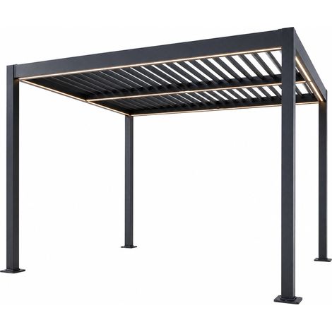 Pergola bioclimatique à LED 3x3m structure aluminium lames orientables CORFU (1/5)
