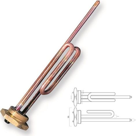 Resistenza elettrica curva 1200 W filetto 1"1/4 - norme IMQ 671201RL1200 - -  GIUSEPPE TIRINNANZI - -