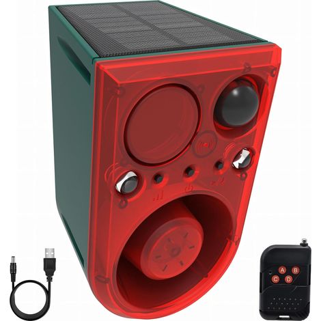 Détecteur de mouvement solaire : détecteur de mouvement solaire 129 dB super puissant, alarme détecteur de mouvement ultrasonique avec télécommande, prend en charge l'enregistrement 4 modes de (1/5)