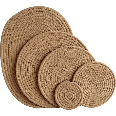 Lot de 4 sous-verres résistants à la chaleur - polyvalents - 4 pièces - coton - 18 cm (1/2)
