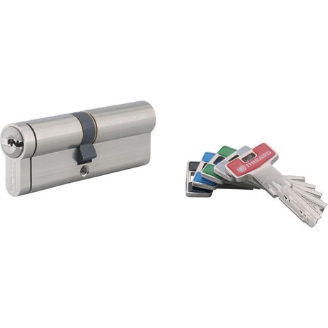 Thirard – Cylindre de serrure double entrée T2 40x45mm – Nickelé – Anti-arrachement, anti-perçage, anti-crochetage – 5 clés longues (1/2)