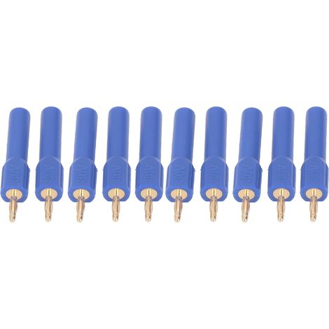 Lot de 10 connecteurs banane, adaptateurs 2 mm mâle vers 4 mm femelle, laiton plaqué or, 30 V, bleu (1/5)