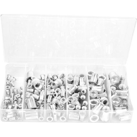 Ahlsen Juego de tuercas de remache de aluminio, tuercas de sujeción roscadas de cabeza plana M3 M4 M5 M6 M8 M10, 190 Uds. (1/5)