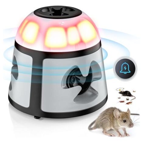 Ultrason Souris et Rats 360°,Repulsif Souris et Rats Ultrason Puissant Plug-in,Répulsif écureuil Ultrason avec LED lumières,Anti Rongeur pour Protection Intérieure et Lutte antiparasitaire Jardin (1/5)