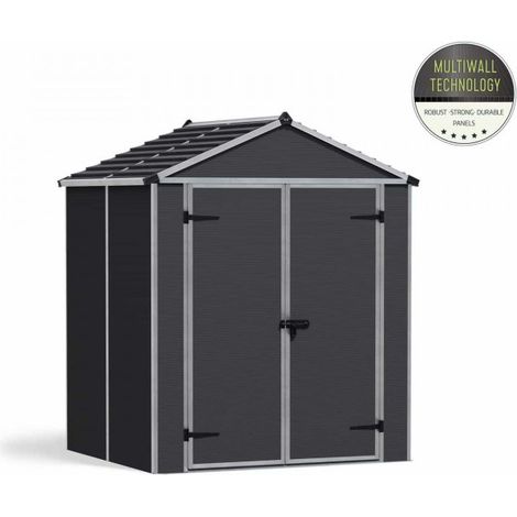 Rubicon Shed 6X5 Dark - Polycarbonate - L154 x W185 x H217 cm - Dark Grey