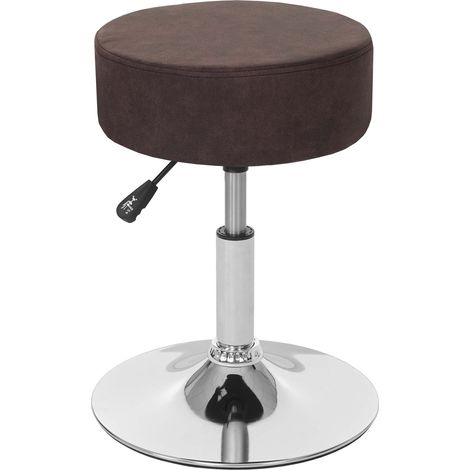 [NEUWERTIG] Hocker HHG-173, Sitzhocker Schminkhocker, höhenverstellbar Ø 35cm Wildlederimitat, vintage dunkelbraun