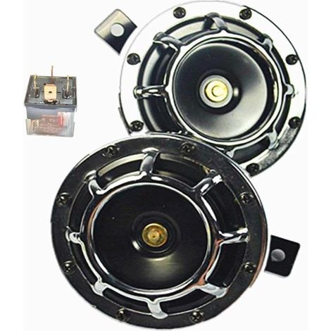 Car Horn 12V 135db ,Eletric Car Horn Kit High Tone and Low Tone Metal Twin Horn Kit with Bracket for Cars Trucks SUVs RVs Vans Motorcycles Off Road Boats (1/5)