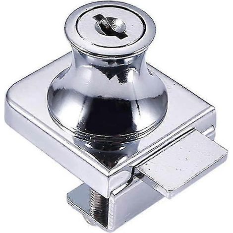 Serrure pour porte vitrée, serrure en acier chromé, serrure pour écran en verre, serrure pour portes vitrées, serrure pour vitrine, pour porte vitrée, perçage de 5 à 8 mm avec 2 clés 641724230900-Aqua (1/3)