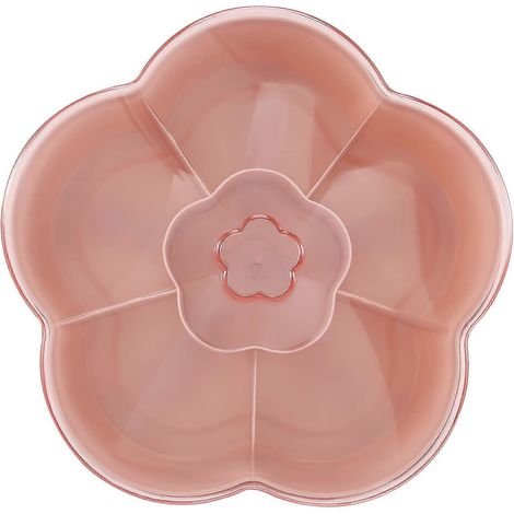 Boîte de rangement pour en-cas, plateau à goûter en forme de fleur avec couvercle, boîte de rangement pour noix et bonbons, boîte à fruits secs, rose (1/5)