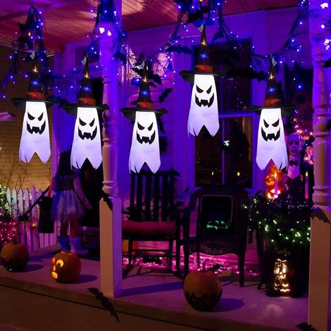 Lanterne Fantôme LED Halloween pour Décoration Maison et Fête - Chapeau Sorcier Lumineux (1/5)