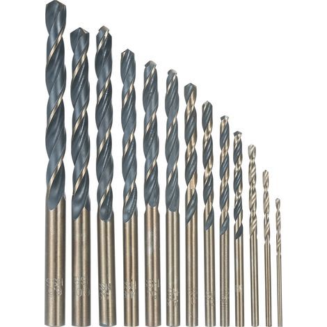 Coffret de 13 forets en acier rapide (HSS) pour métaux durs, avec étui de rangement. (1/4)