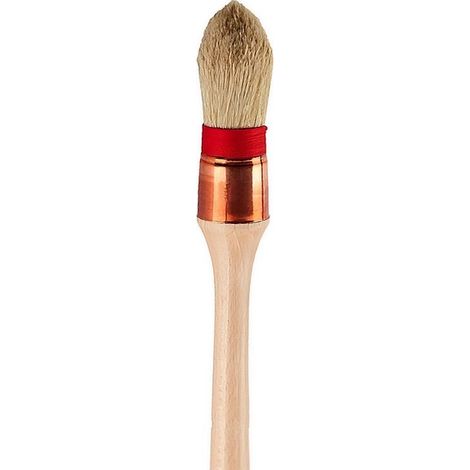 Brosse à rechampir professionnelle manche bois ficelle ROUGE et soies naturelles Taille: 6 : 29 mm