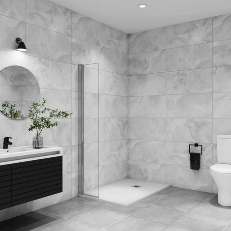 [PRODUIT D'OCCASION]AICA paroi de douche à l'italienne pivotante 45x200cm paroi de douche retour pivotant mural  en verre 8mm anticalcaire profilé en alu chromé