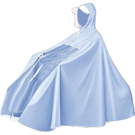 Impermeabile da ciclismo - Poncho leggero e impermeabile - Lungo e riutilizzabile - Poncho pieghevole a lunghezza intera - Impermeabile a lunghezza intera adatto agli adulti - Blu (1/4)