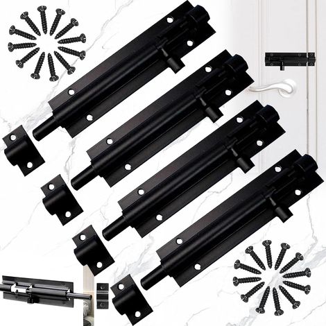 [NIE BENUTZT]Stück Edelstahl-Schiebetürriegel, Badezimmer-Schiebetürschlossriegel, Aluminiumlegierung, mit Schrauben, für Gartentor, Schuppen, Toilette (schwarz) (1/5)