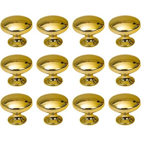Boutons de porte ronds Boutons de tiroir 30mm Poignées de tiroir avec vis pour armoire bureau chevet bibliothèque meubles 12pcs or (1/5)