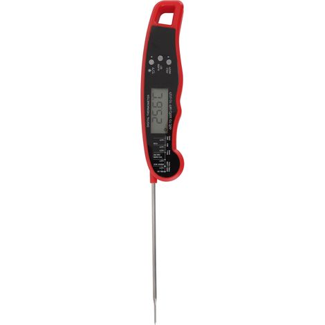 Wasserdichtes, multifunktionales Doppelnadel-Lebensmittelthermometer für Grills und Drehspieße, mit eingebauter Batterie, rot (1/5)