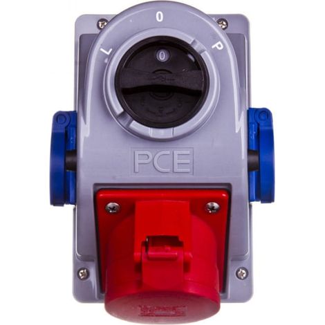 Presa fissa con interruttore L-0-P 32A 5P 400V + 2x 2P+Z 230V IP44 combo-POL 960625421W