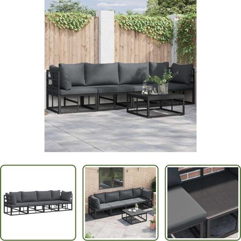 Gartenmöbel -  Gartensofa-set 4 pcs Schwarz Metall (1/5)
