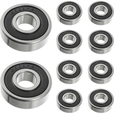 APEX 6000 roulements à billes 2RS, en acier à roulement, 10 mm x 26 mm x 8 mm, roulements à billes à gorge profonde étanches double face (10 pièces)
