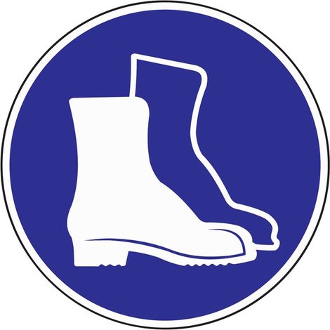 Signaux d'obligation Utiliser la protection des pieds D.200mm film autocollant bleu/blanc