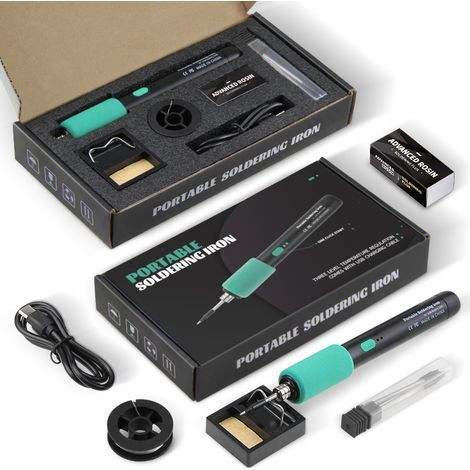 C211 Lithium-Akku-Lötkolben-Set, Mini-USB-Lötkolben mit wiederaufladbarer Batterie, Typ-C-Schnittstelle, 650 mAh tragbares Modell (mit K/3C/B-Lötspitzen) (1/3)