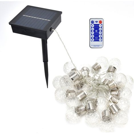 Lampe à cordes solaire – guirlande – 8 modes – IP65 étanche – balcon / porche / arrière-cour – durable