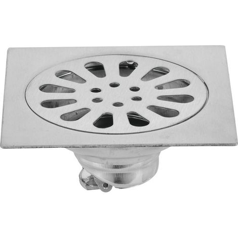 AGE Siphon de sol en acier inoxydable épaissi déodorant carré salle de bain douche sol drain (1/4)