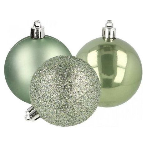 Decoris Weihnachtskugel aus Kunststoff Grüner Tee-Mix D 6 Cm 10 Stück