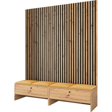 Meuble d'entrée Donio V, Chêne Artisan + Manila 32, 206x170x44cm, Tissu, Stratifié, À poser