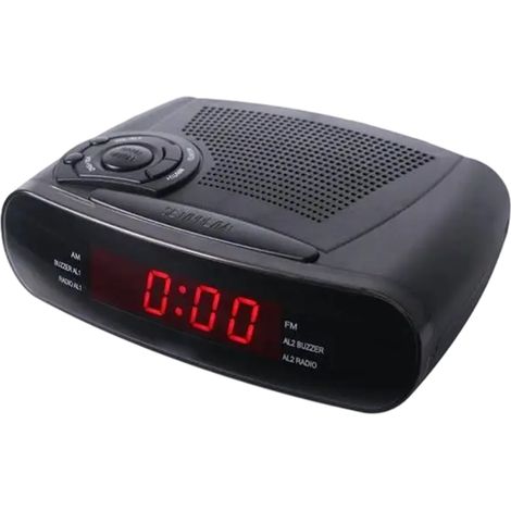 Radio-réveil à commande horaire avec canaux AM et FM, radio-réveil LED avec fonction snooze, 1 pièce. (1/5)