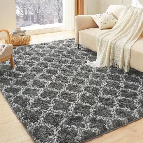 Tapis de salon ultra doux - Idéal pour chambre à coucher, chambre d'enfant, décoration intérieure - 160 x 230 cm - Motif fenêtre gris (1/4)