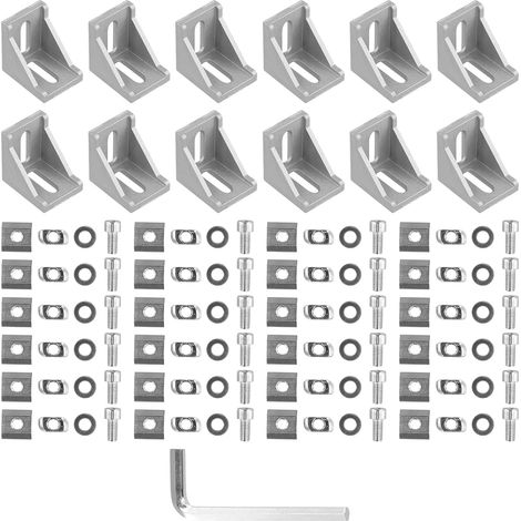 12 Pièces Profilé d'angle en Aluminium, Profilé aluminium 30x30 mm, Équerres de Fixation, Support d'Angle Extrudé, pour Montage de Meubles et Réparations (1/5)
