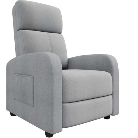 Relaxsessel mit Liegefunktion, verstellbar, manuell, Leinenoptik, Hellgrau (1/5)