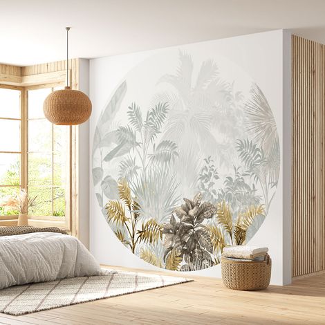 Papier peint rond / cercle - Motif botanique - Diamètre 50 cm (1/4)